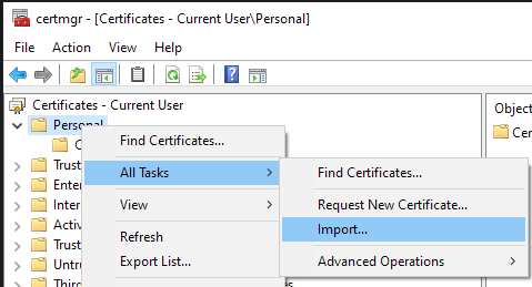 Windows cert manager import 1